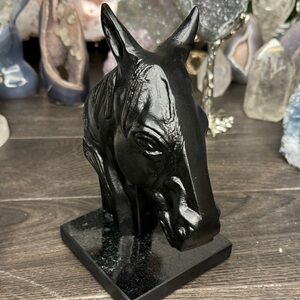 Black Horse Head Statue Decorative Sculpture - Home Art